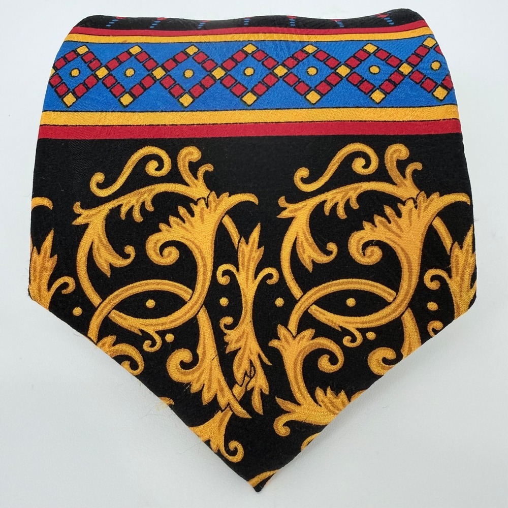 Vintage Rush Limbaugh Neck Tie Gold Chain No Boundaries Silk 1990s USA 59L 4W